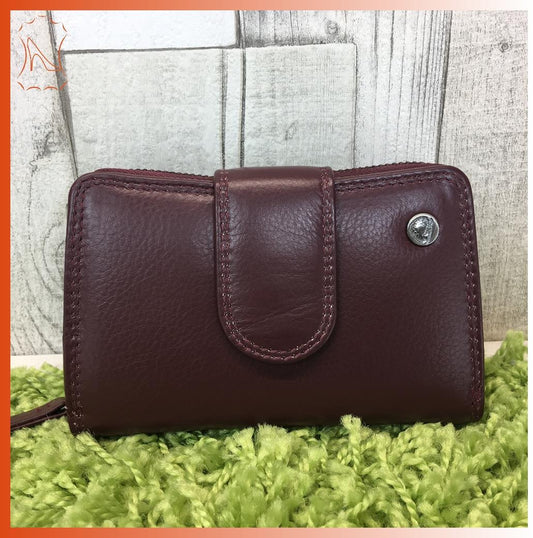 Leder Greenburry Spongy Geldbörse Reißverschluss Damenkombi bordeaux
