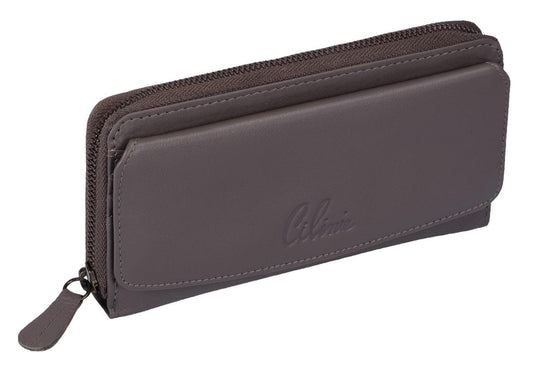 Wortmann' Da-RV-Börse, viele Kartenfächer, Leder, blau-grau