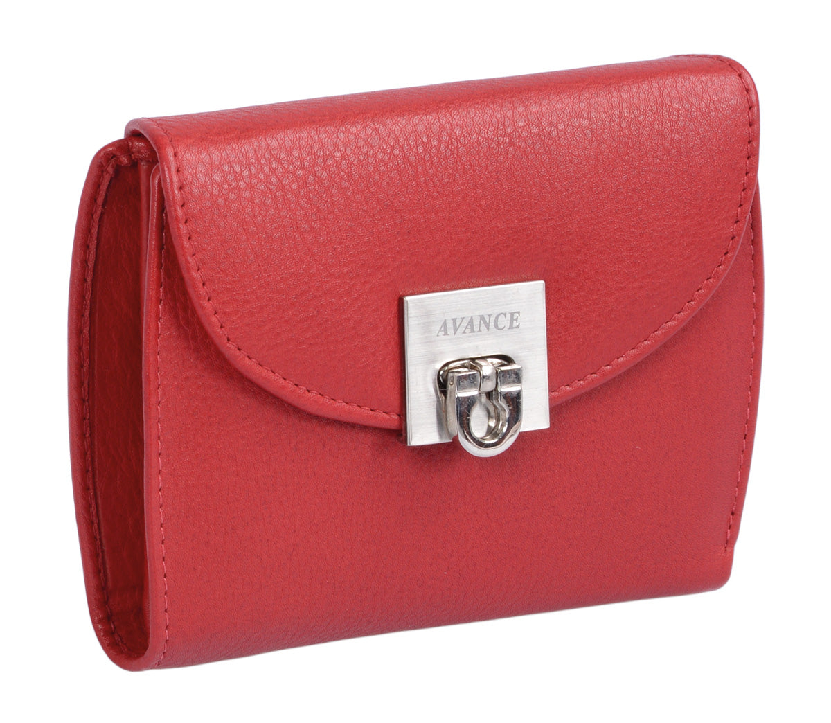 rote Lederbrieftasche mit Sicherheitsverschluss