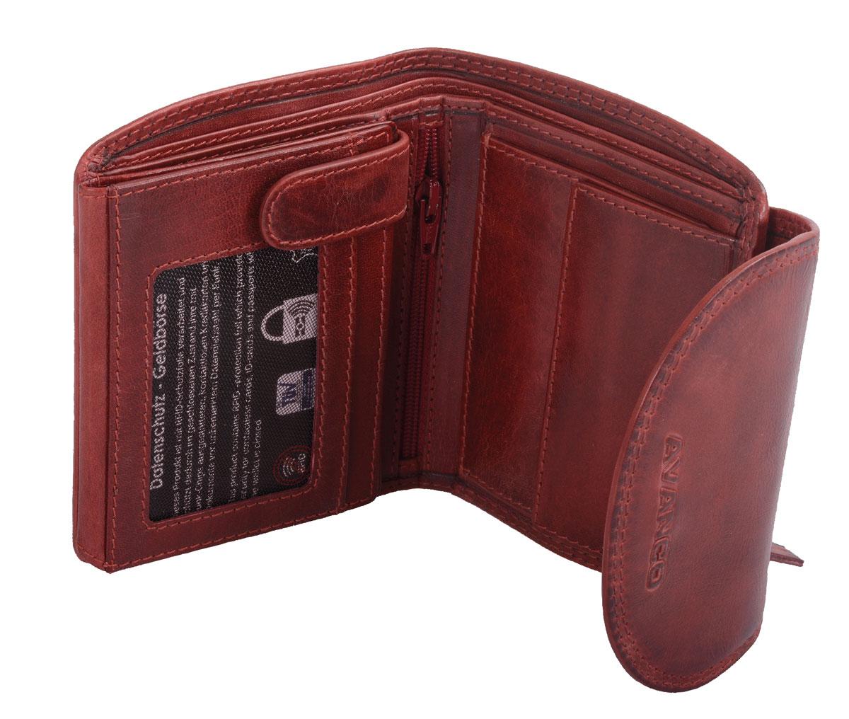 schicke Geldbörse Damen Leder Portemonnaie, cherry 12,5x10 cm