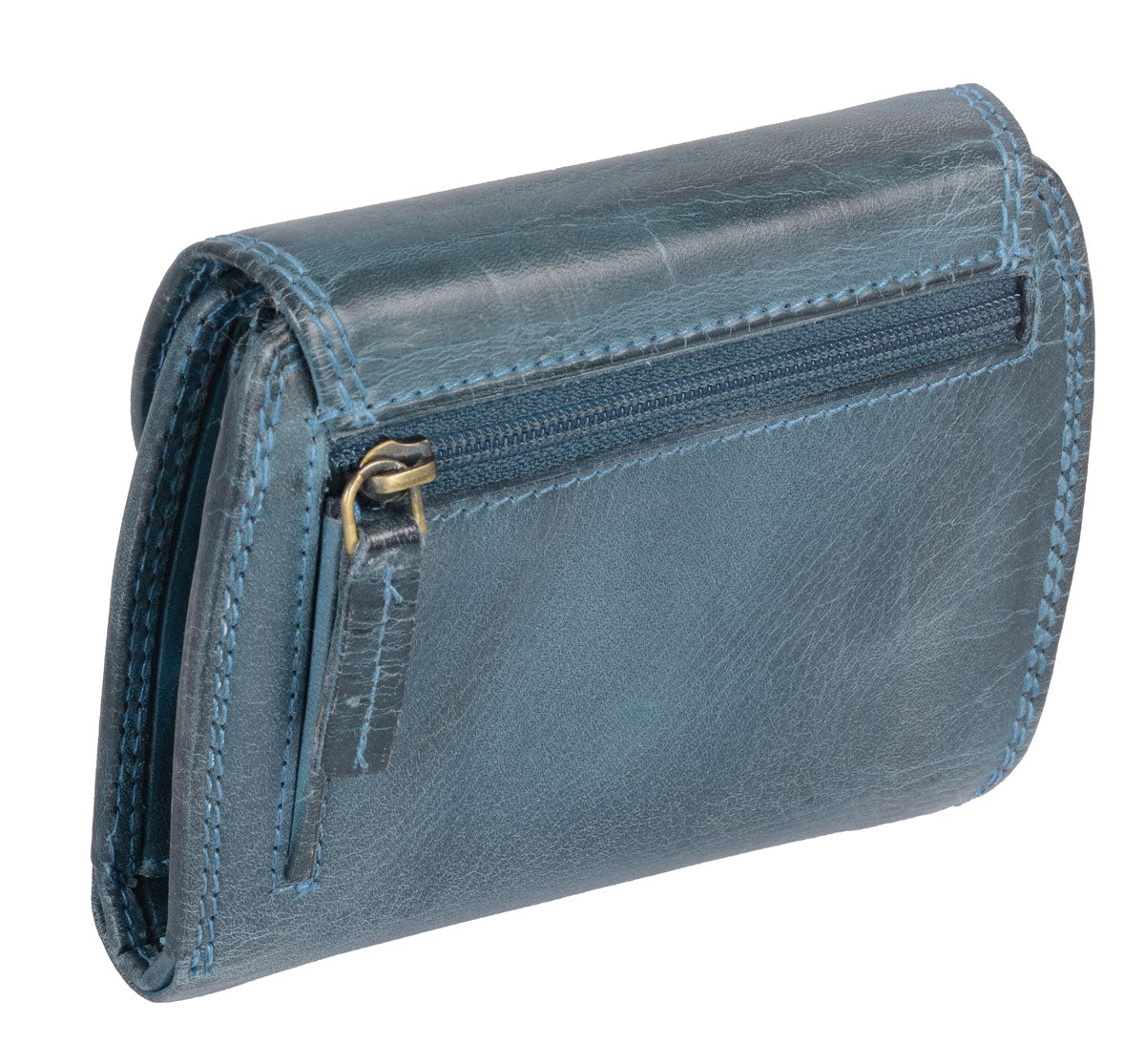 schicke Geldbörse Damen Leder Portemonnaie, blau