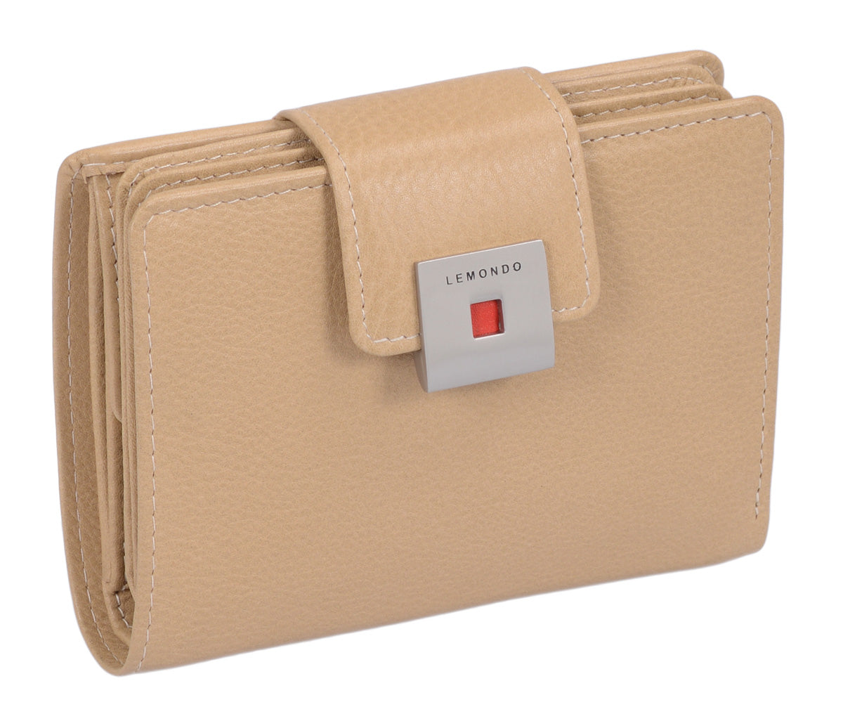 beige Lederbrieftasche für Damen, Damenbörse