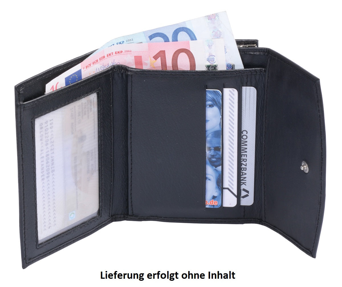 schwarze Knipsbörse, Leder, eckig