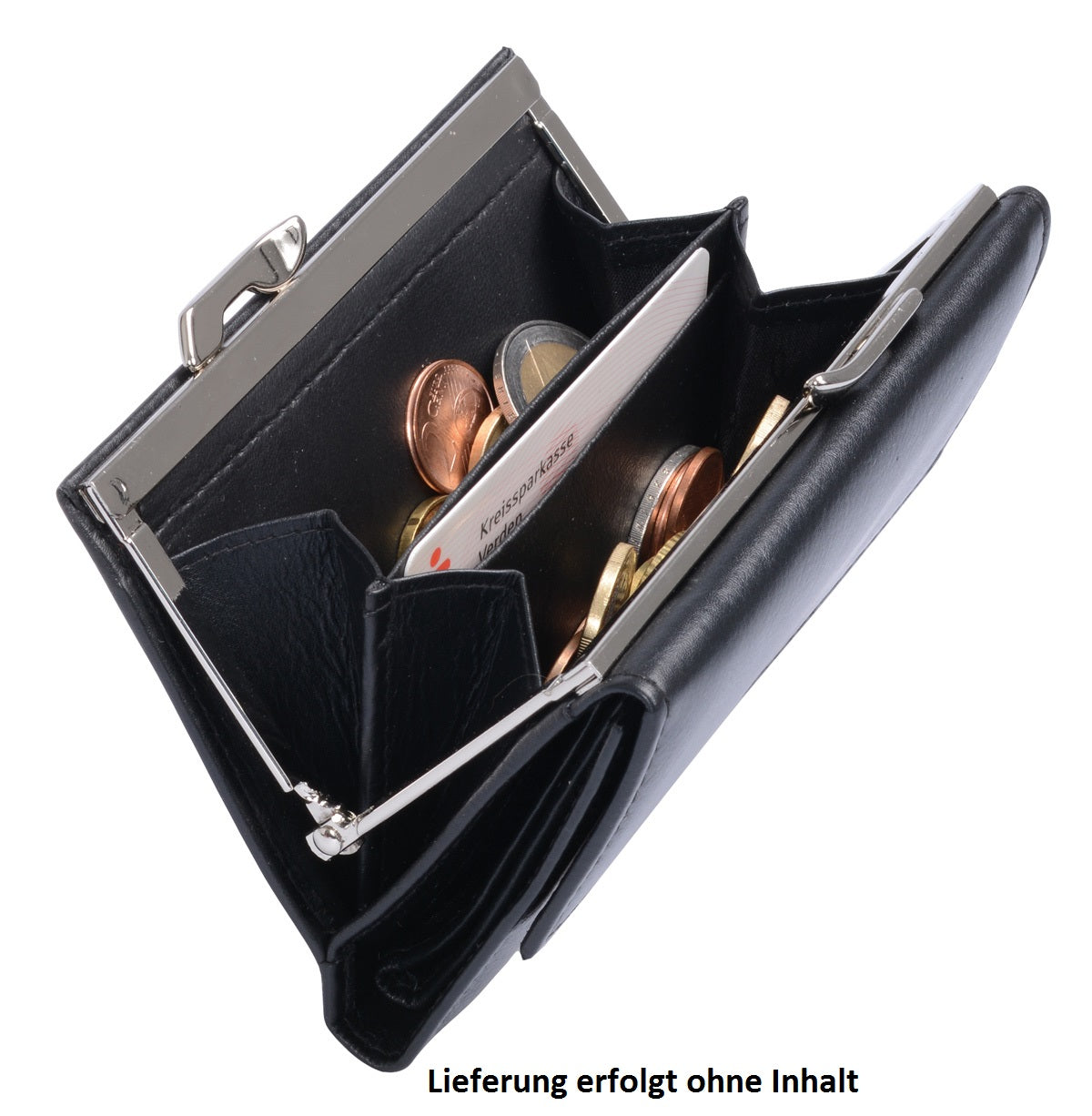 schwarze Knipsbörse, Leder, eckig