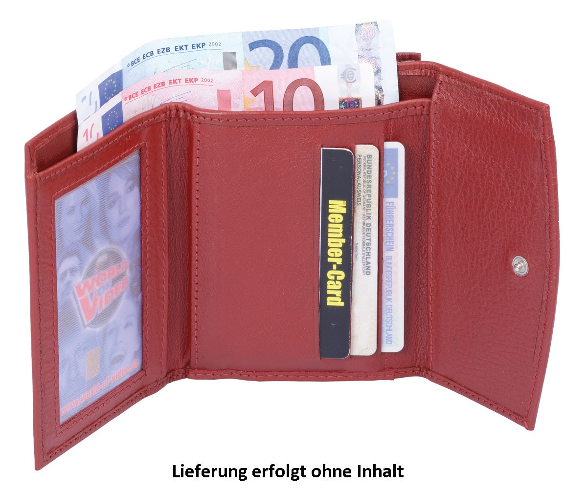 dunkelrote Leder-Knipsbörse, eckig