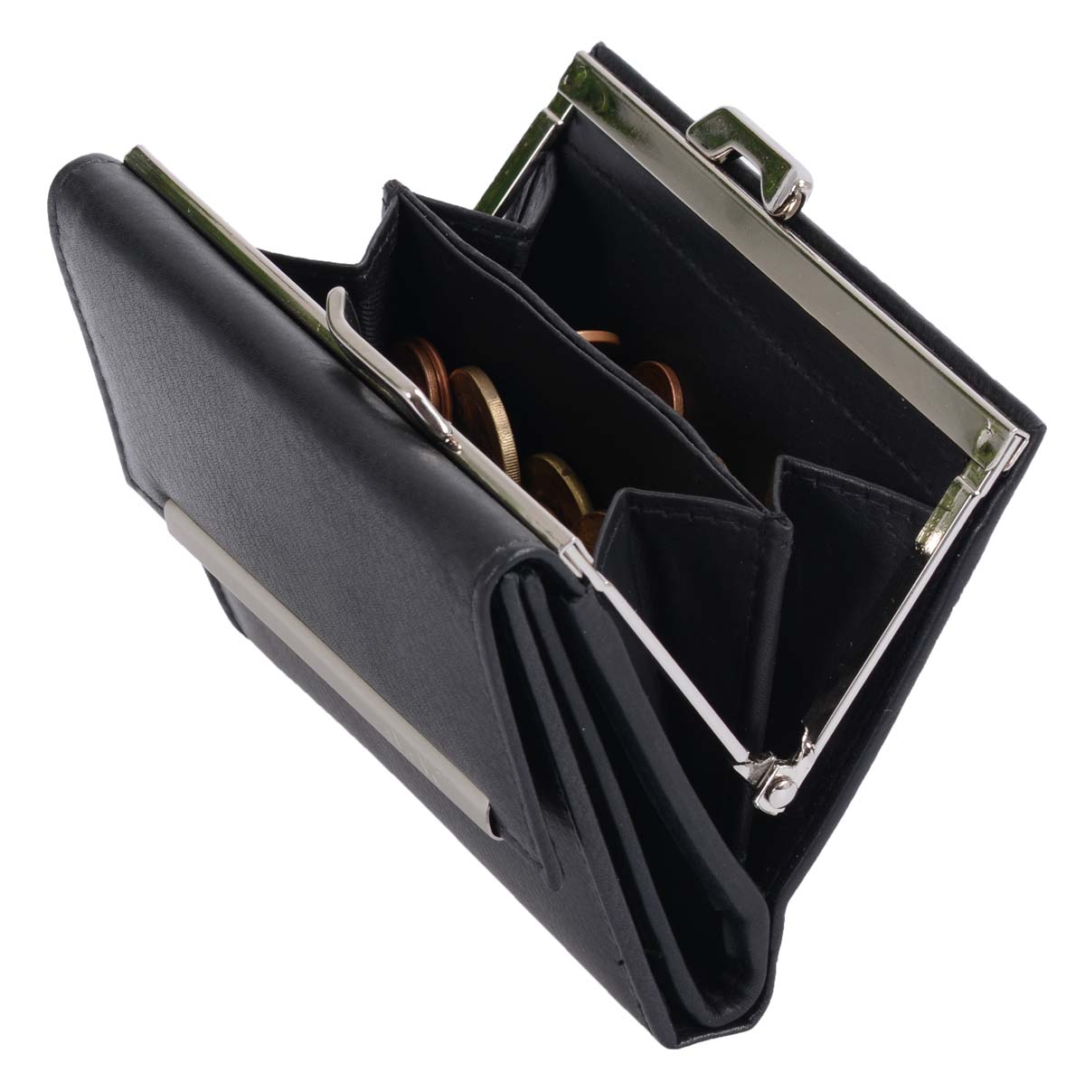 Avance Damenbörse Knipsbörse schwarz aus Leder mit RFID-Schutz