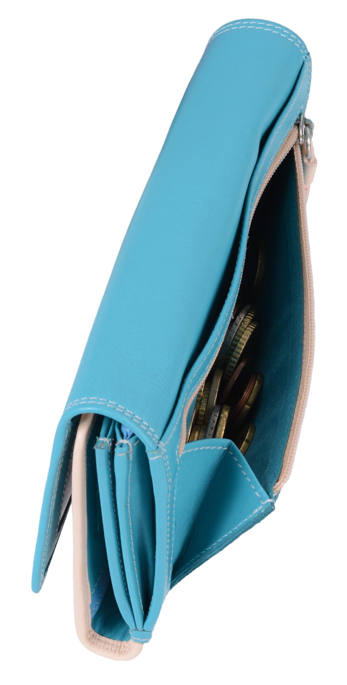 Lemondo Damen Portemonnaie Leder mit Sichtfächern und Druckknopf