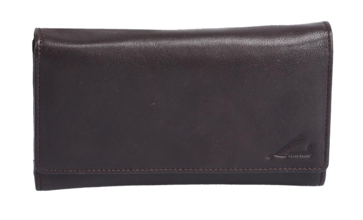 Damen Langbörse aus Leder dunkelbraun – viele Kartenfächer, schlankes Design