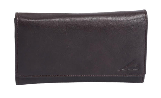Damen Langbörse aus Leder dunkelbraun – viele Kartenfächer, schlankes Design