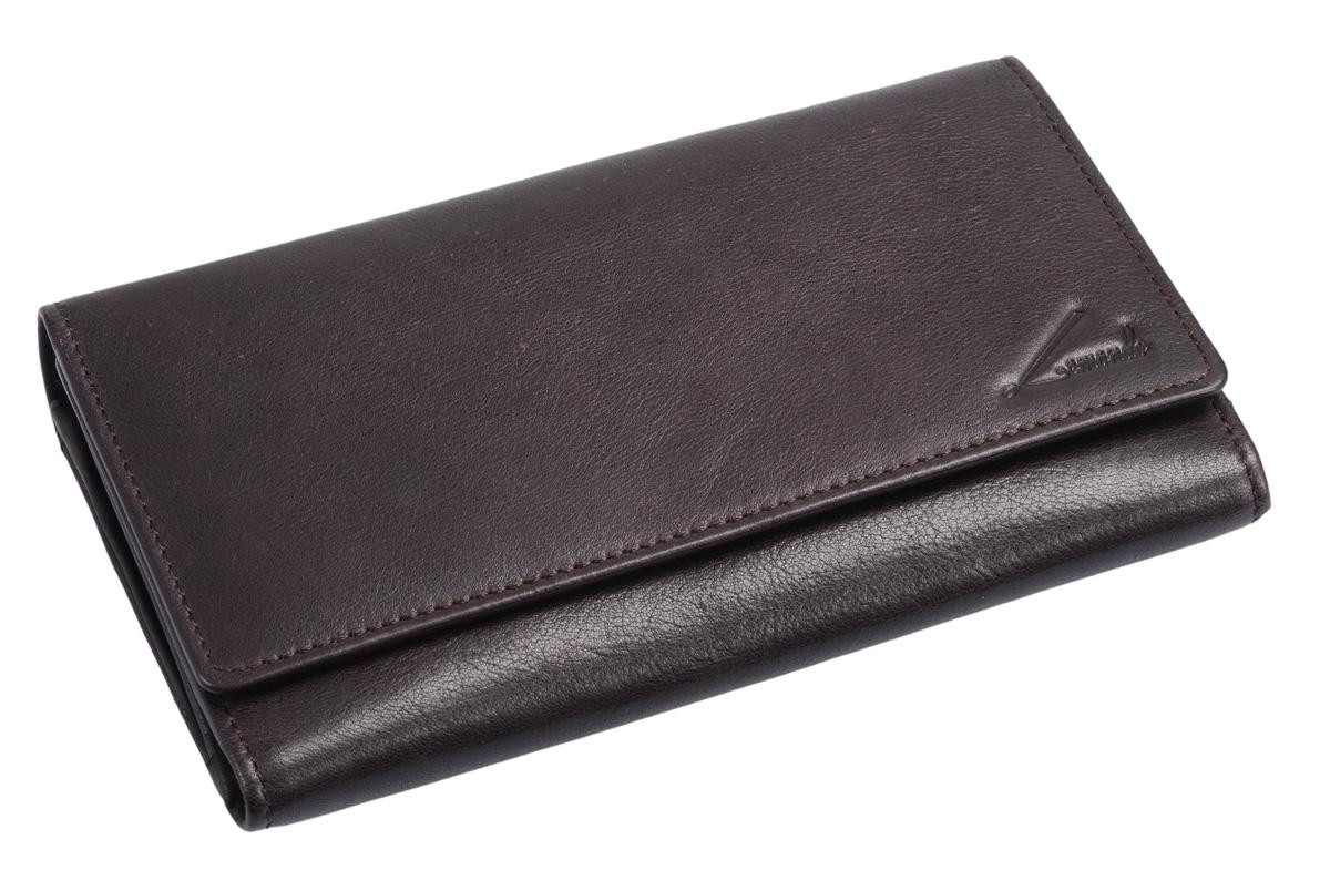 Damen Langbörse aus Leder dunkelbraun – viele Kartenfächer, schlankes Design