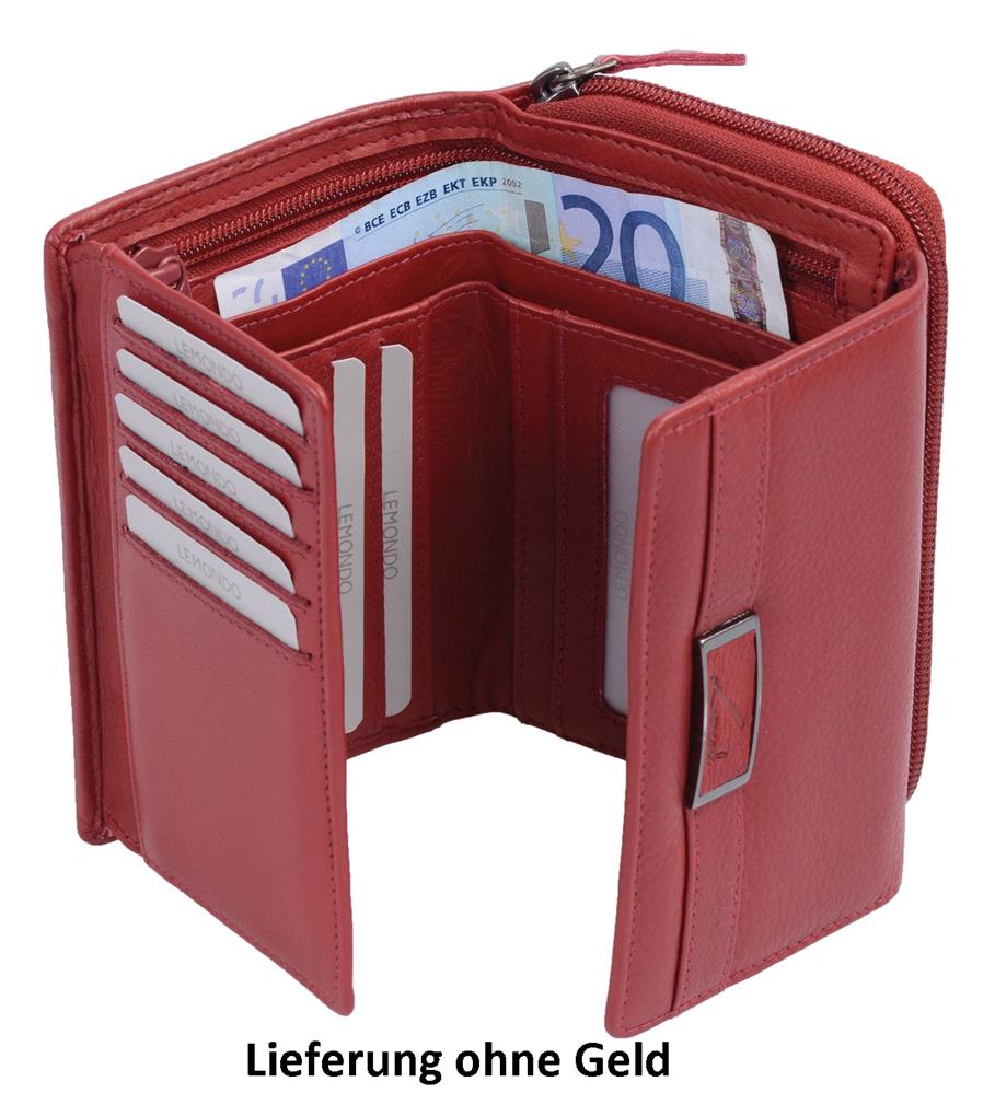 Lemondo Reißverschlussdamenbörse, Leder, rot