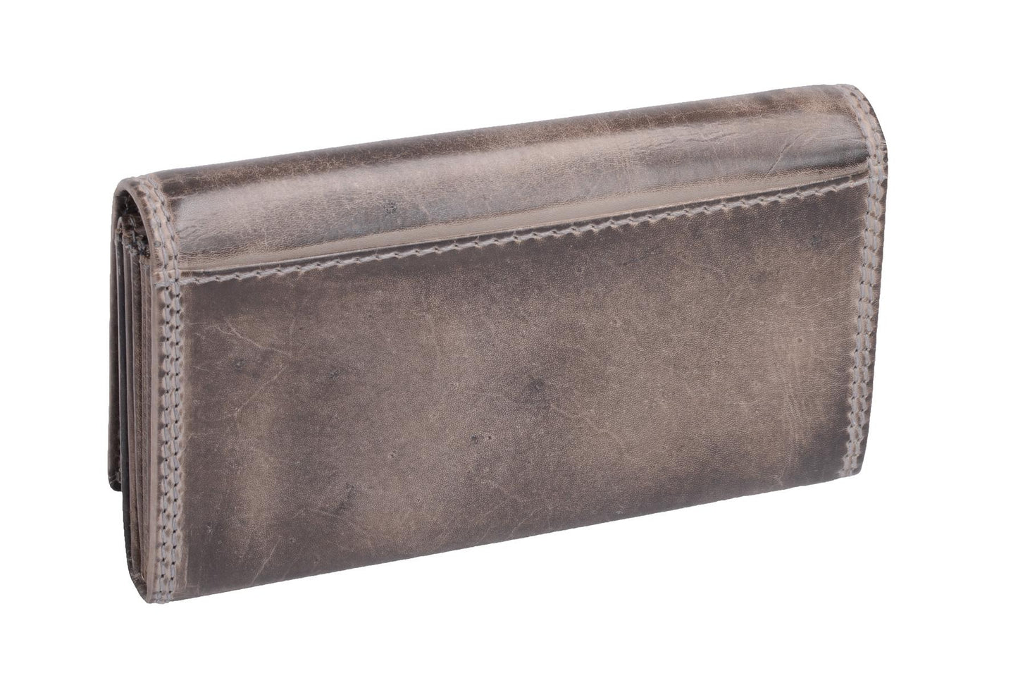 Leder Damengeldbörse taupe von AVANCO – Langbörse mit Klappe und RFID