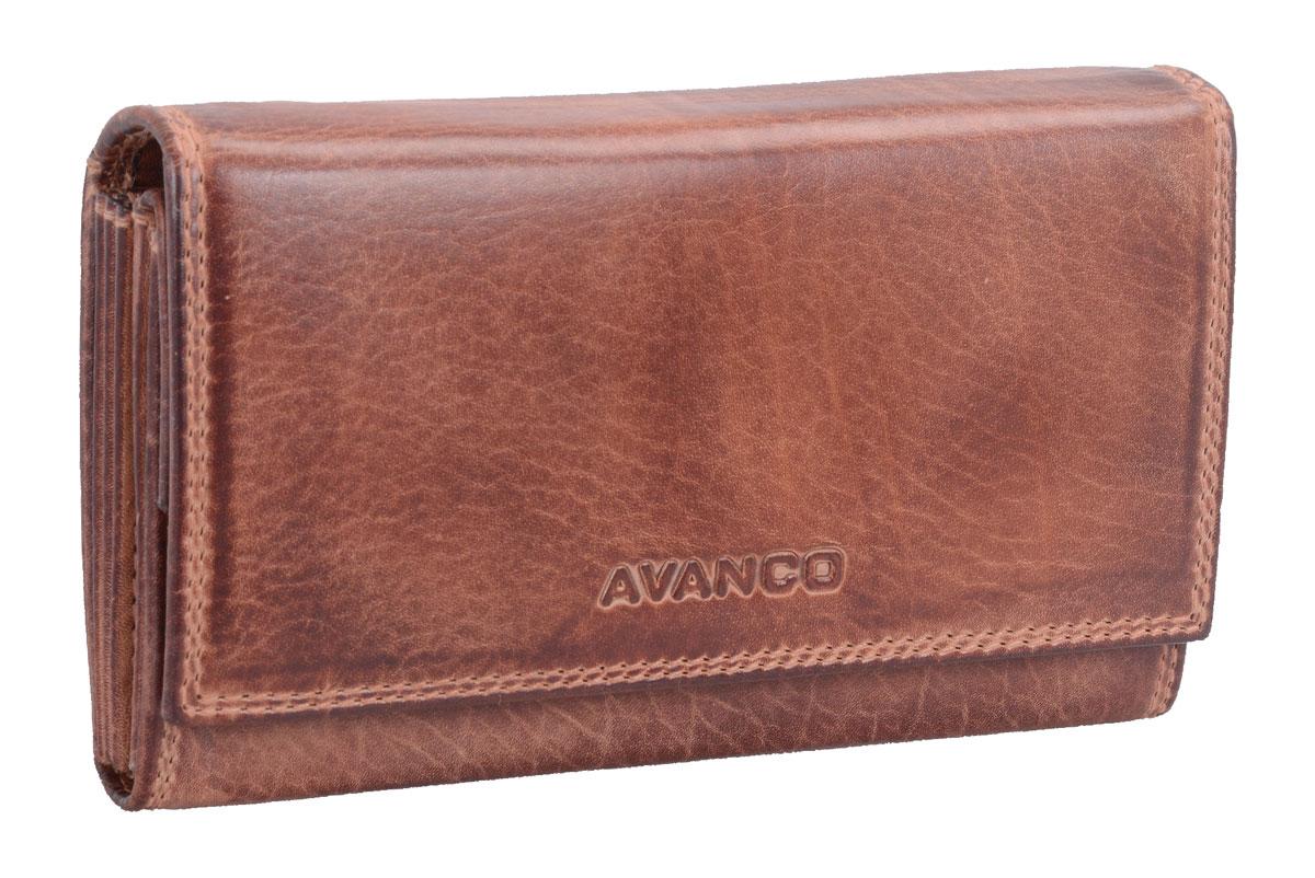 Leder Damengeldbörse braun von AVANCO – Langbörse mit vielen Fächern