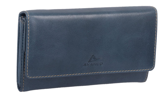 Echtleder Damengeldbörse, blau