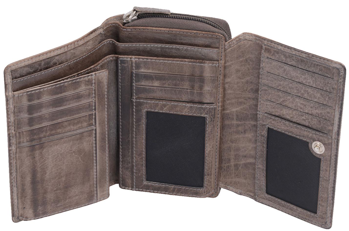 Leder Damenlangbörse, taupe