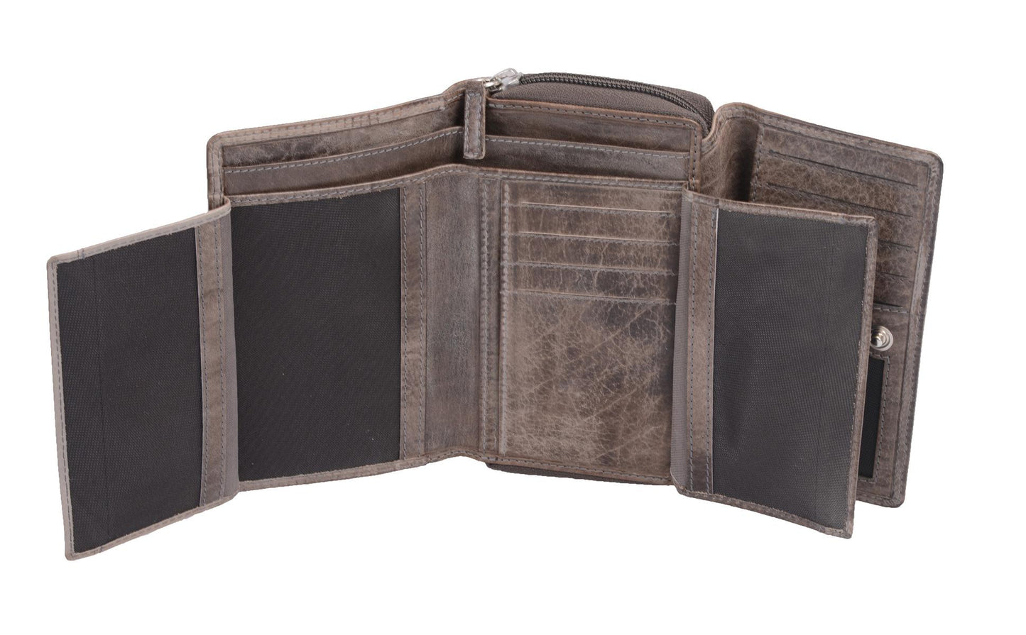 Leder Damenlangbörse, taupe