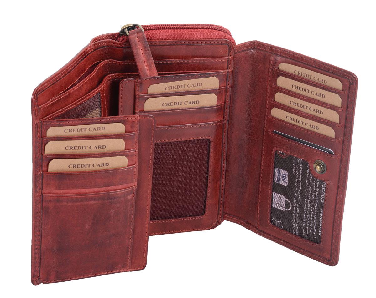 Damenbörse Langbörse rot mit vielen Kartenfächern