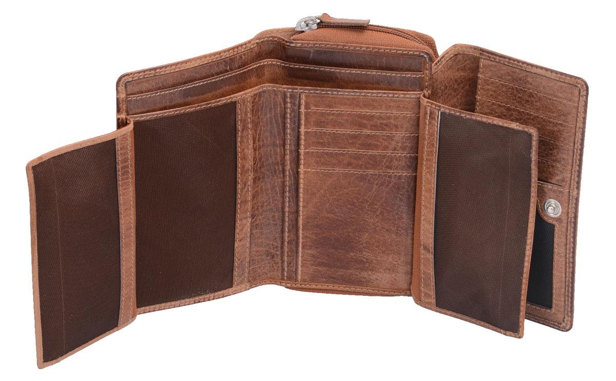 Leder Damenlangbörse, braun