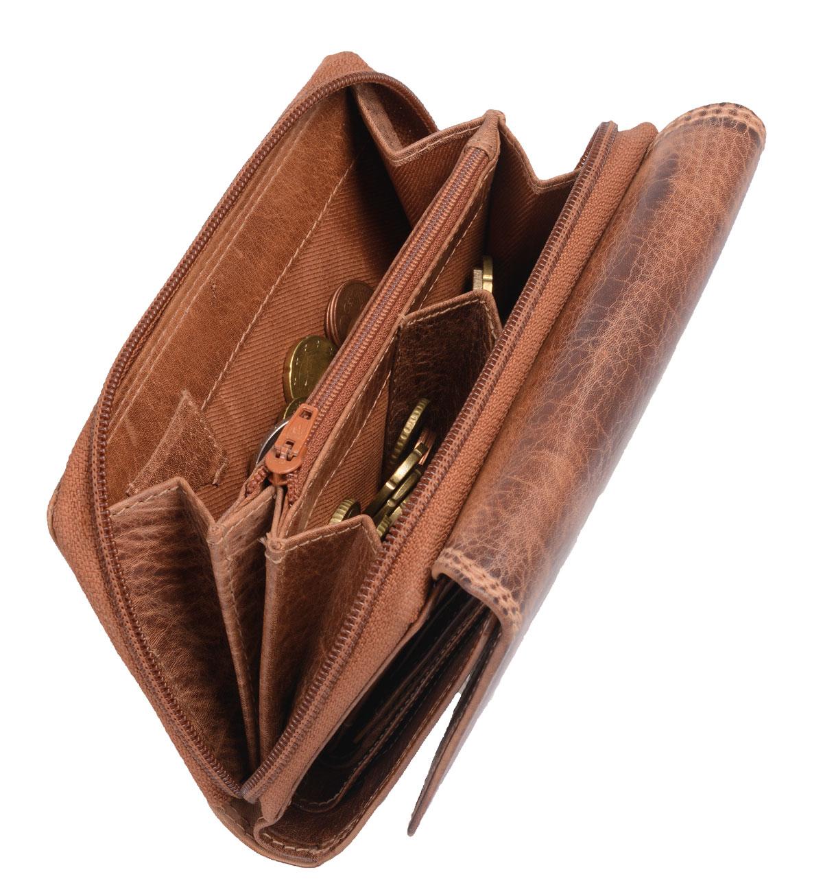 Leder Damenlangbörse, braun