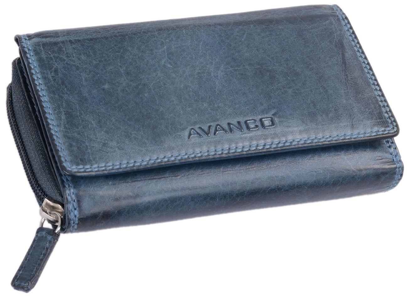 schicke Langbörse Geldbörse Damen Leder, blau