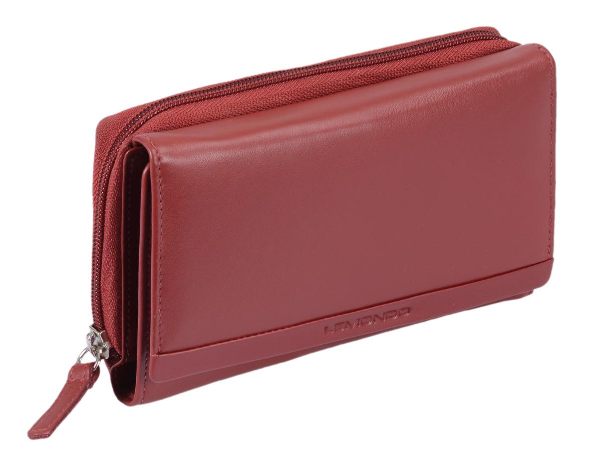 Damenlangbörse dunkelrot, weiches Leder, große Reißverschlussbörse
