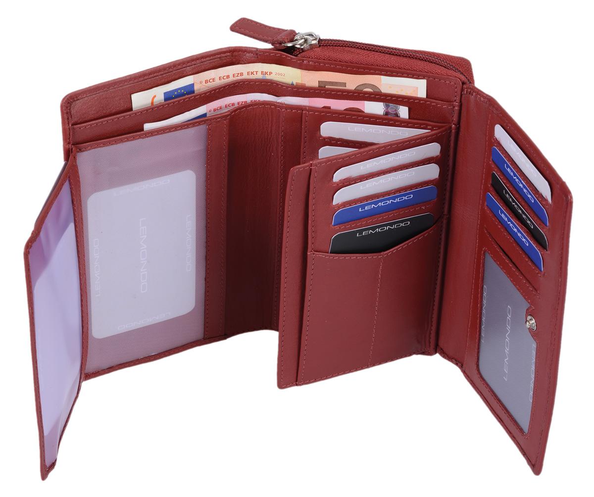 Damenlangbörse dunkelrot, weiches Leder, große Reißverschlussbörse