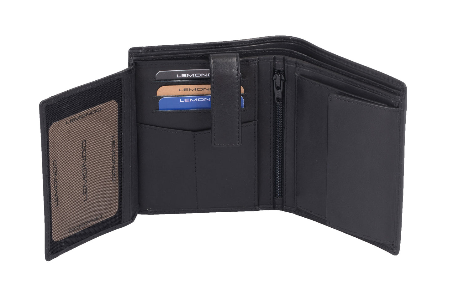 Schwarze Herren Scheintasche aus Leder – Hochformat & RFID-geschützt