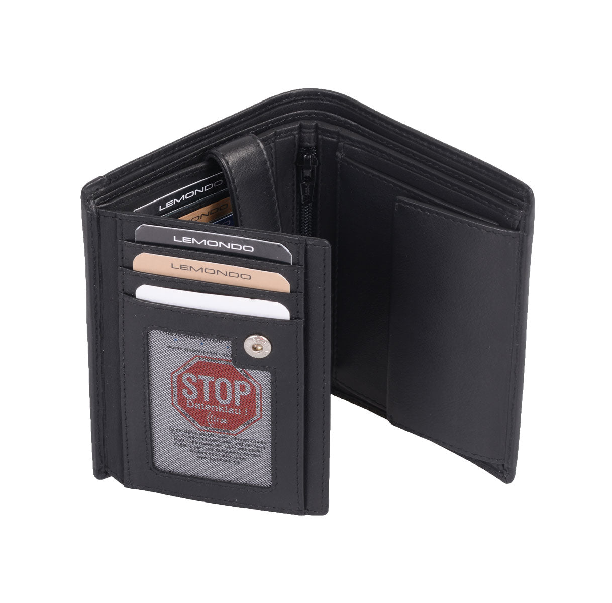 Schwarze Herren Scheintasche aus Leder – Hochformat & RFID-geschützt