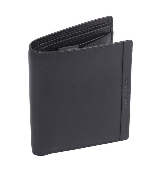 Schwarze Herren Scheintasche aus Leder – Hochformat & RFID-geschützt