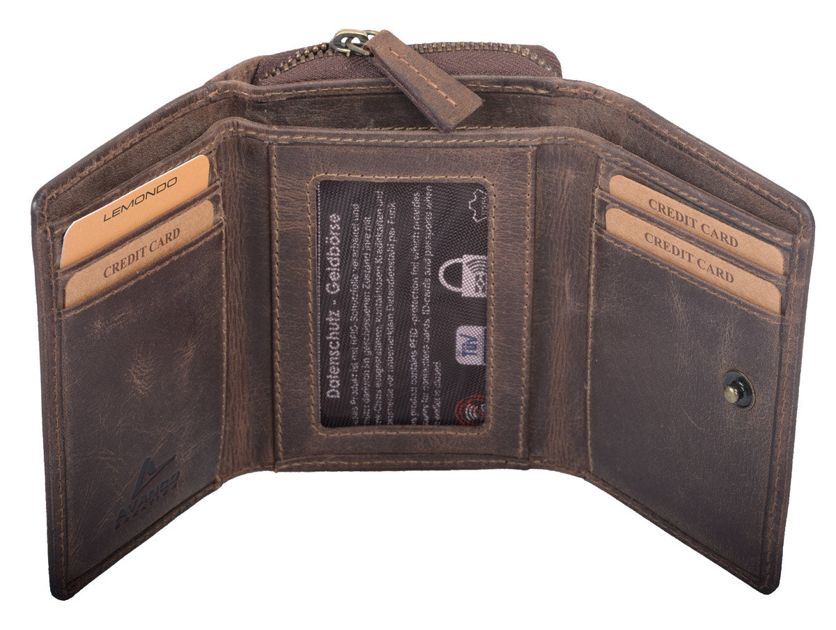 Damen Geldbörse Vintage braun Fettleder