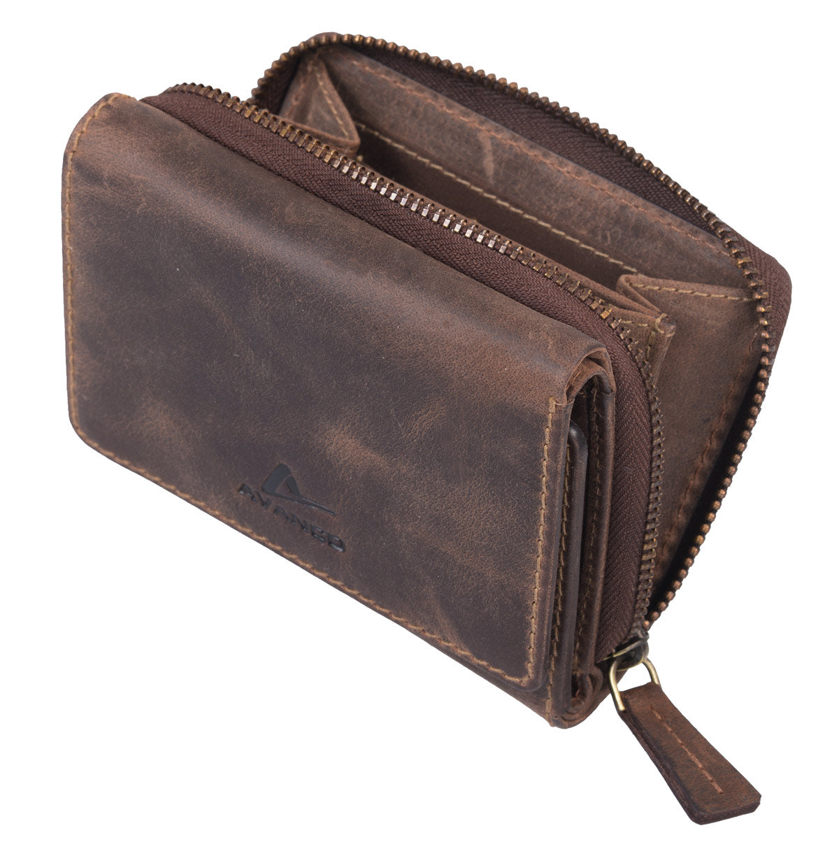 Damen Geldbörse Vintage braun Fettleder