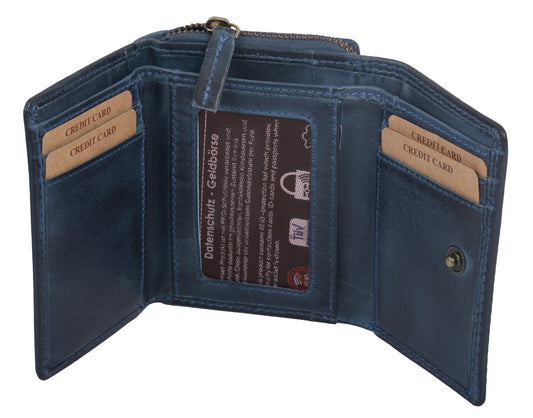 Echtleder Damenbörse blau
