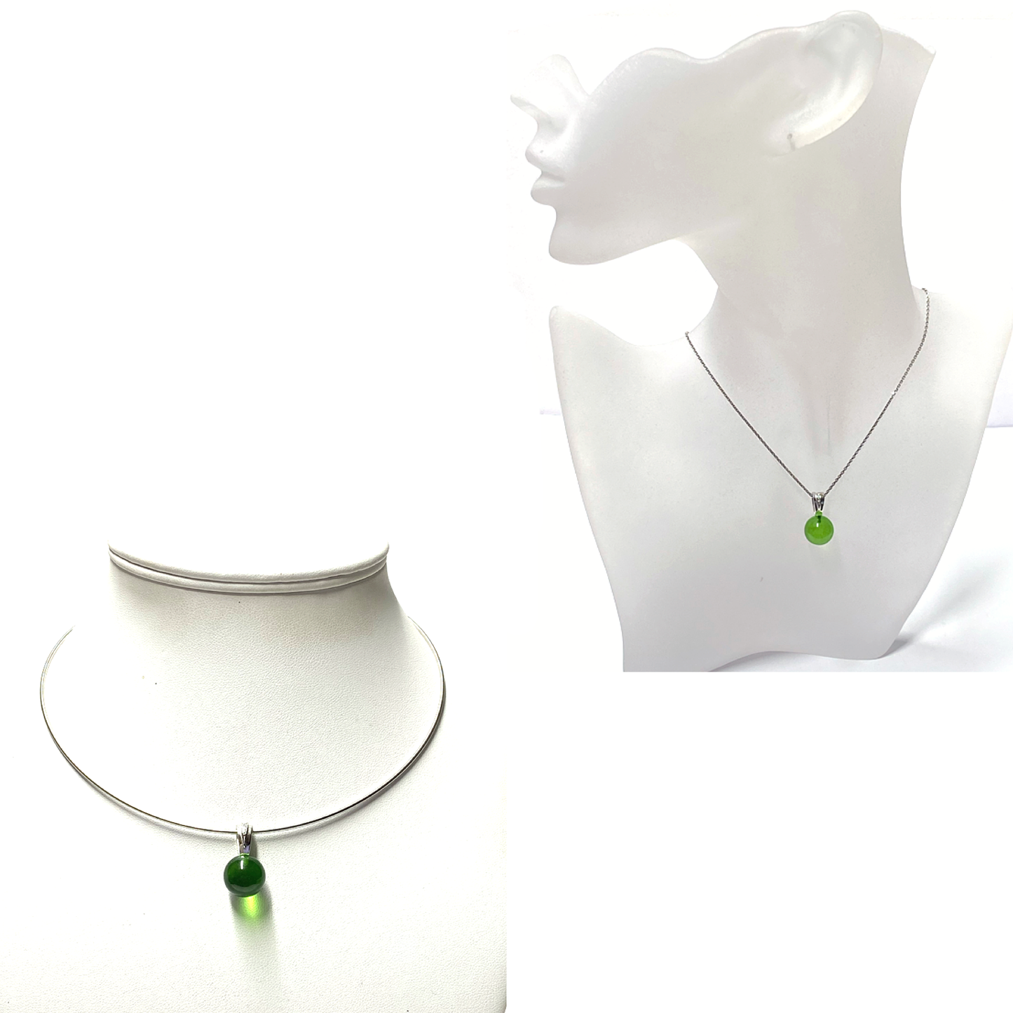 Silberanhänger 925/- rhodiniert karibischer Bernstein grün Kugel 12mm + Zirkonia Kettengleiter