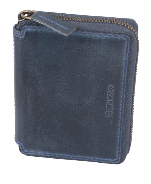 Echtleder Damenbörse, blau