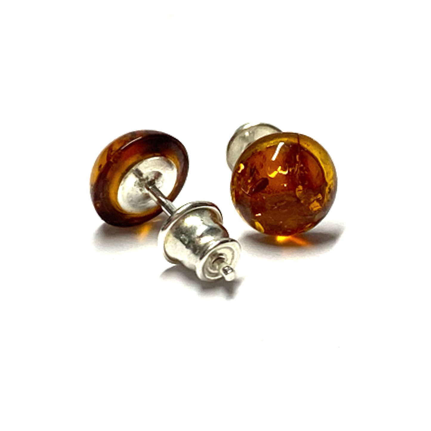 Ohrstecker Bernstein Silber 925/- Klassiker braun Cabochon 8mm Ohrring