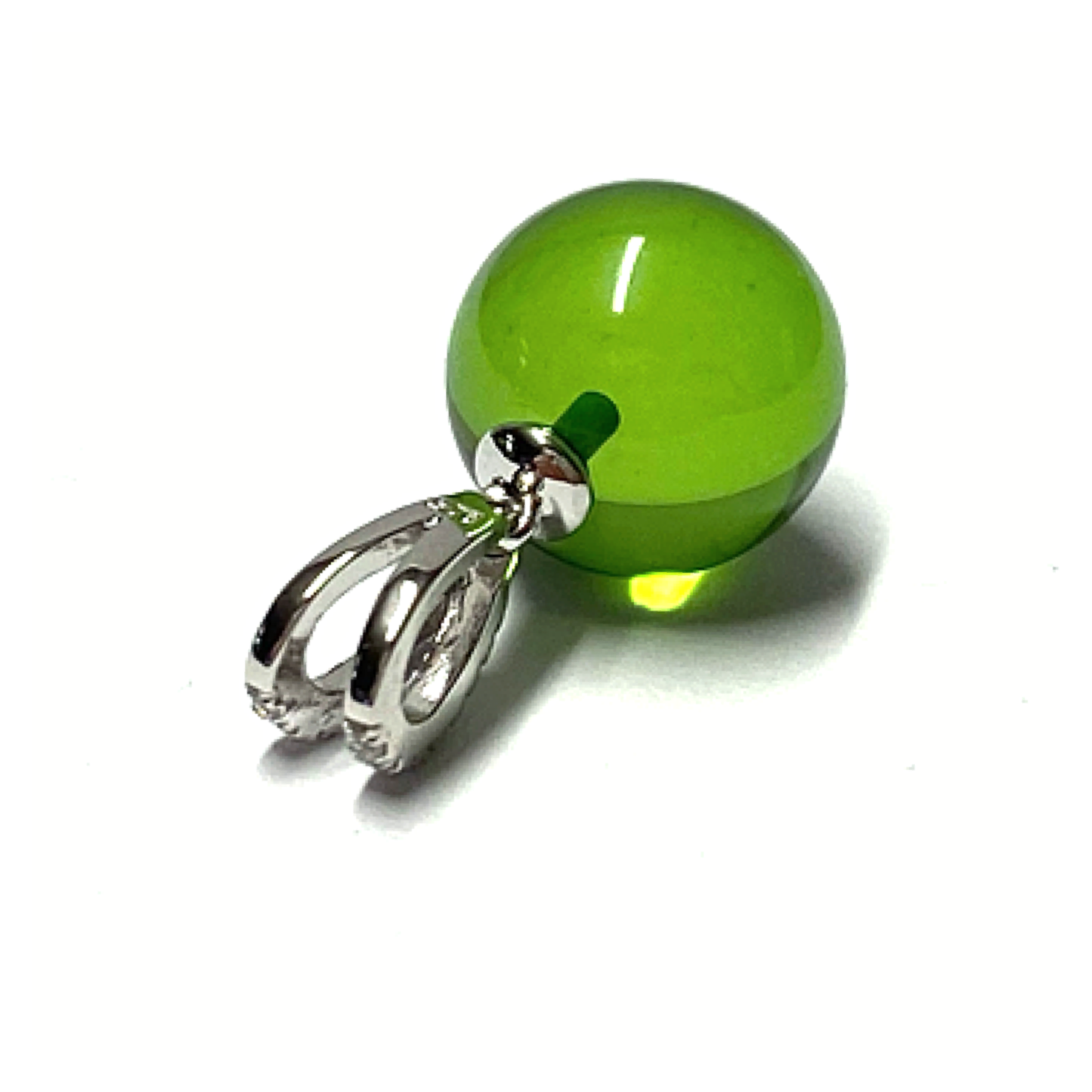 Silberanhänger 925/- rhodiniert karibischer Bernstein grün Kugel 11mm + Zirkonia Kettenanhänger