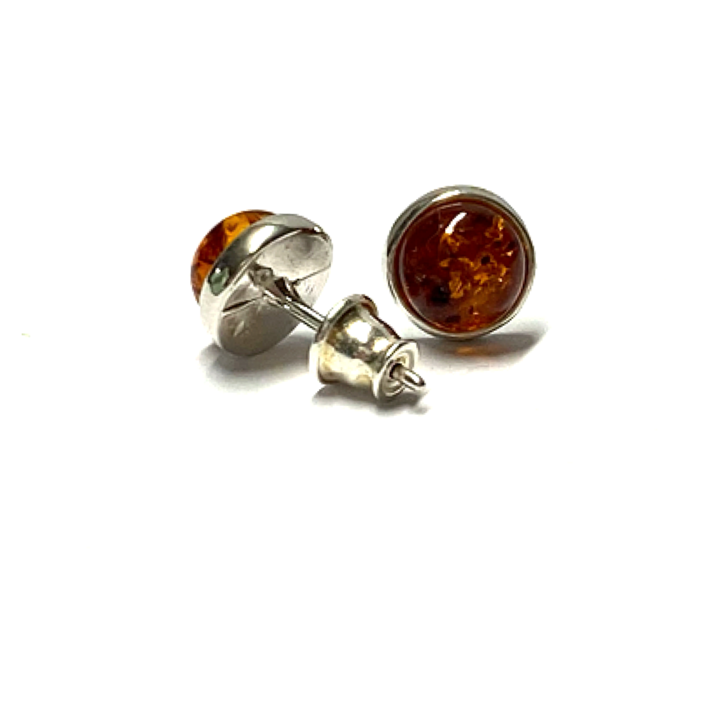 Ohrstecker Bernstein Silber 925/- Klassiker braun Cabochon 7,5mm Ohrring