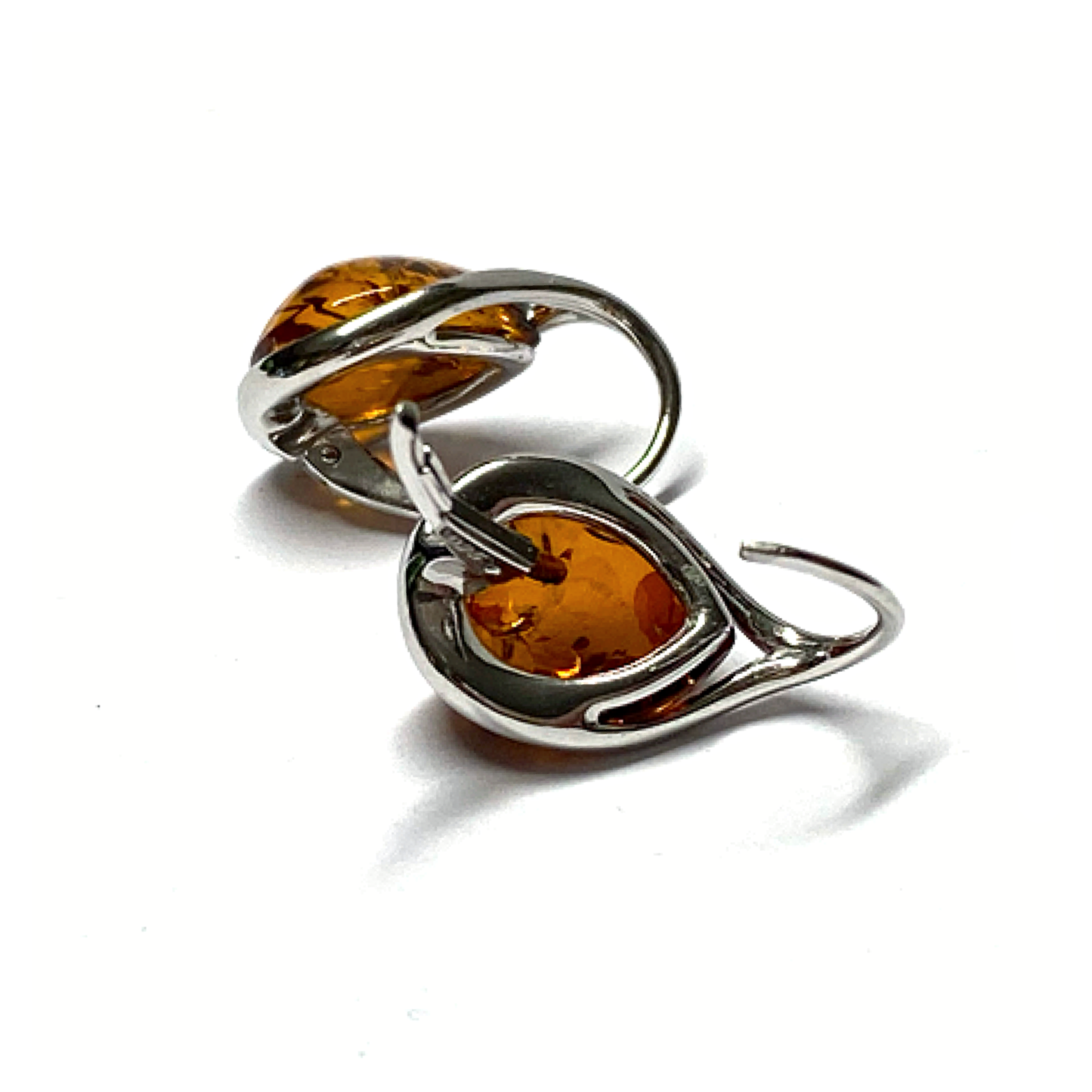 Ohrhänger 925 Silber rhodiniert Bernstein braun Tropfen Ohrring Klassiker