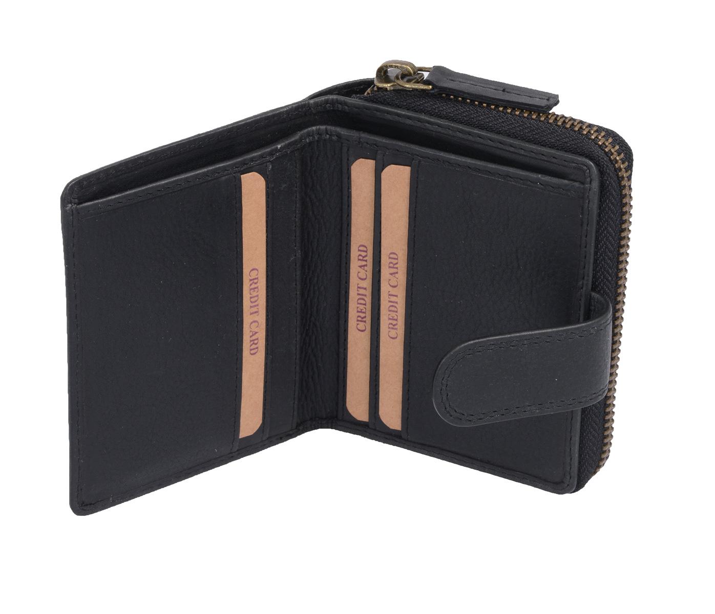 Leder Damenbörse, schwarz