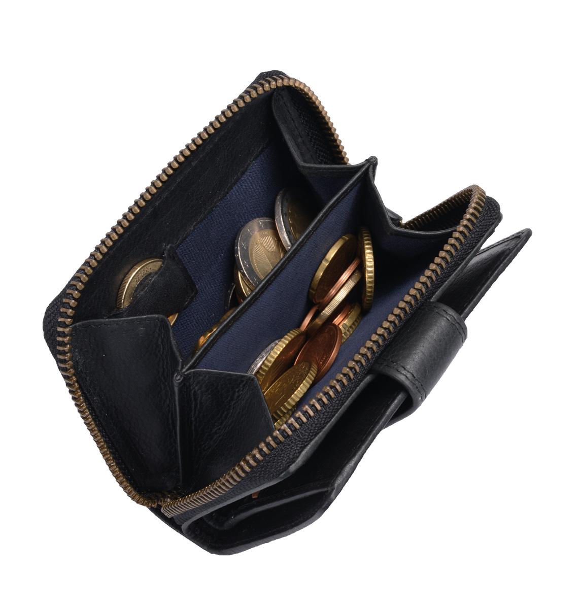 Leder Damenbörse, schwarz