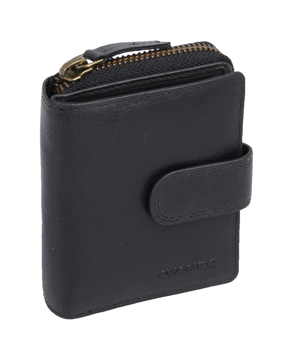 Leder Damenbörse, schwarz