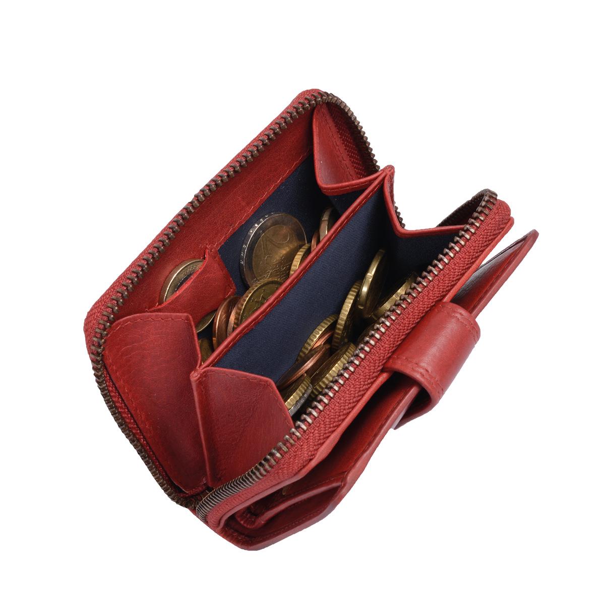schicke Geldbörse Damen Leder Portemonnaie, cherry