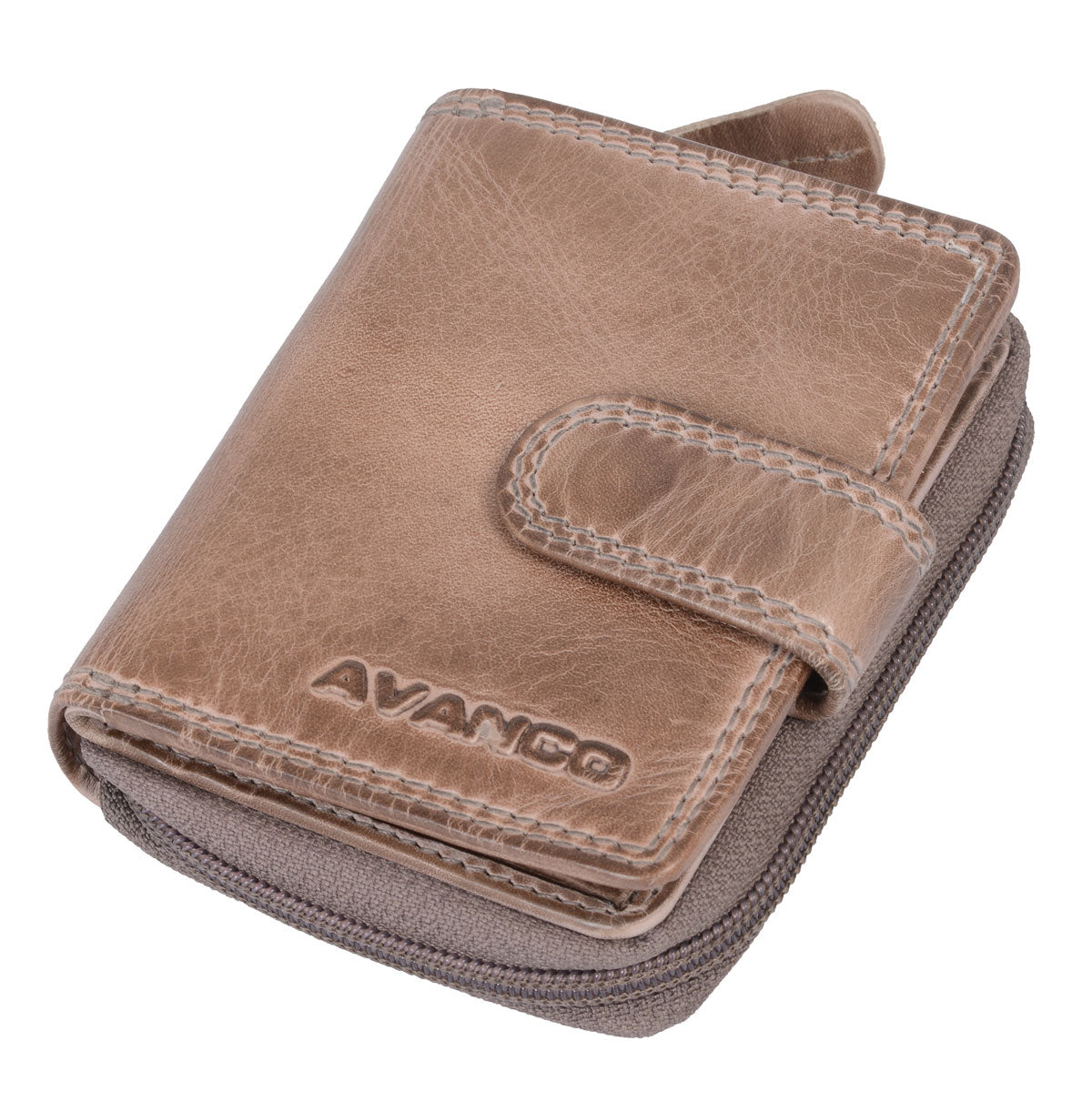 Leder Damenbörse, taupe