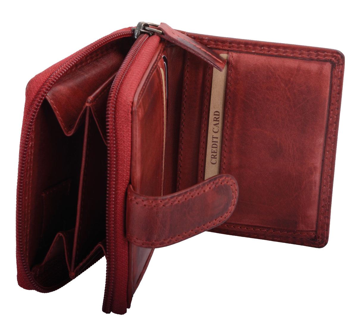 Leder Damenbörse, cherry 11,5x8,5x3 cm