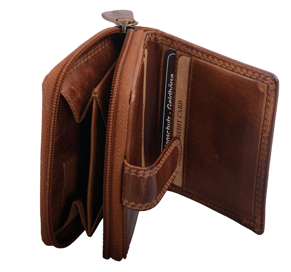 Leder Damenbörse, braun