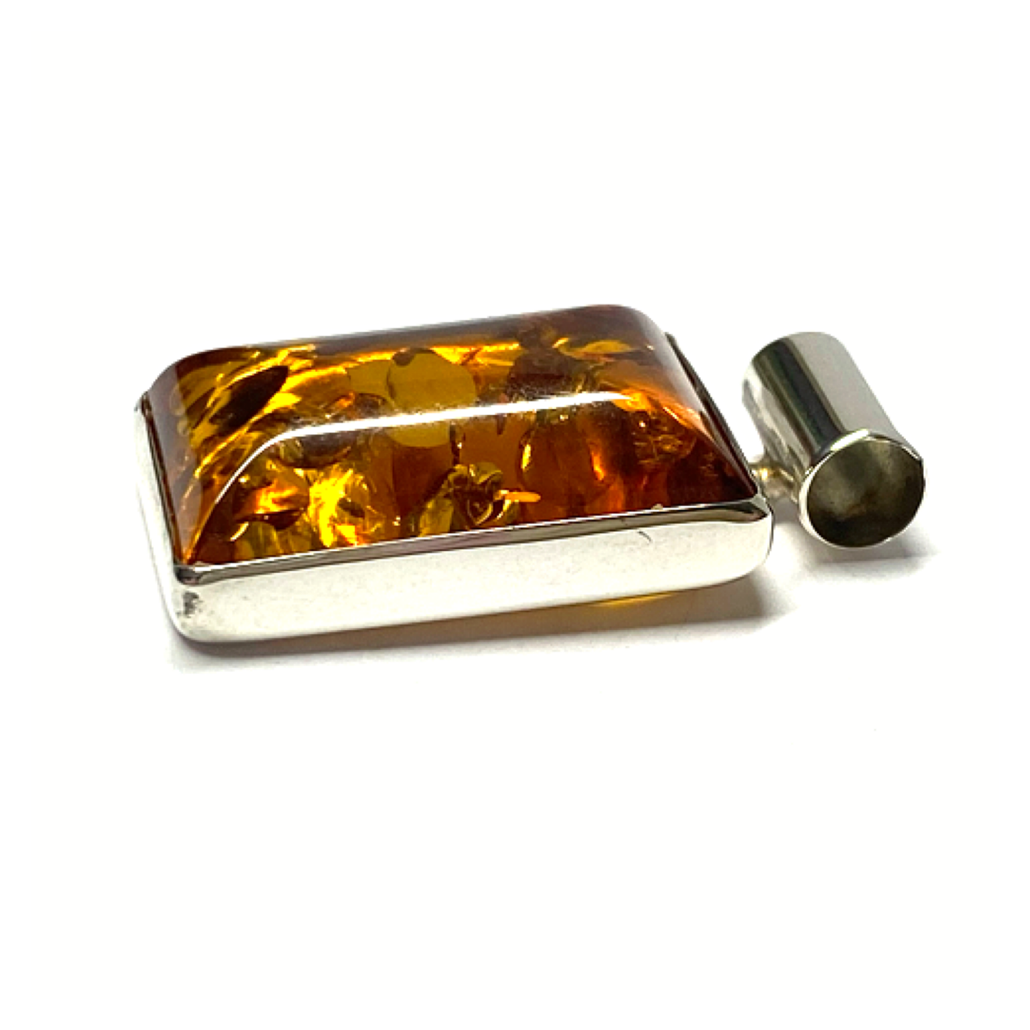 Anhänger Bernstein eckig 925 Silber Kettenanhänger Modern Rechteck