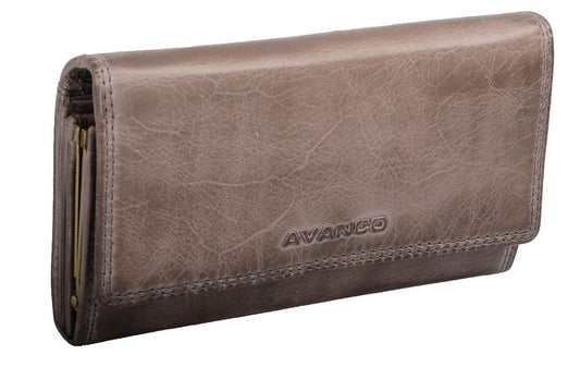 Damen Portemonnaie Leder taupe – AVANCO Geldbörse mit RFID-Schutz