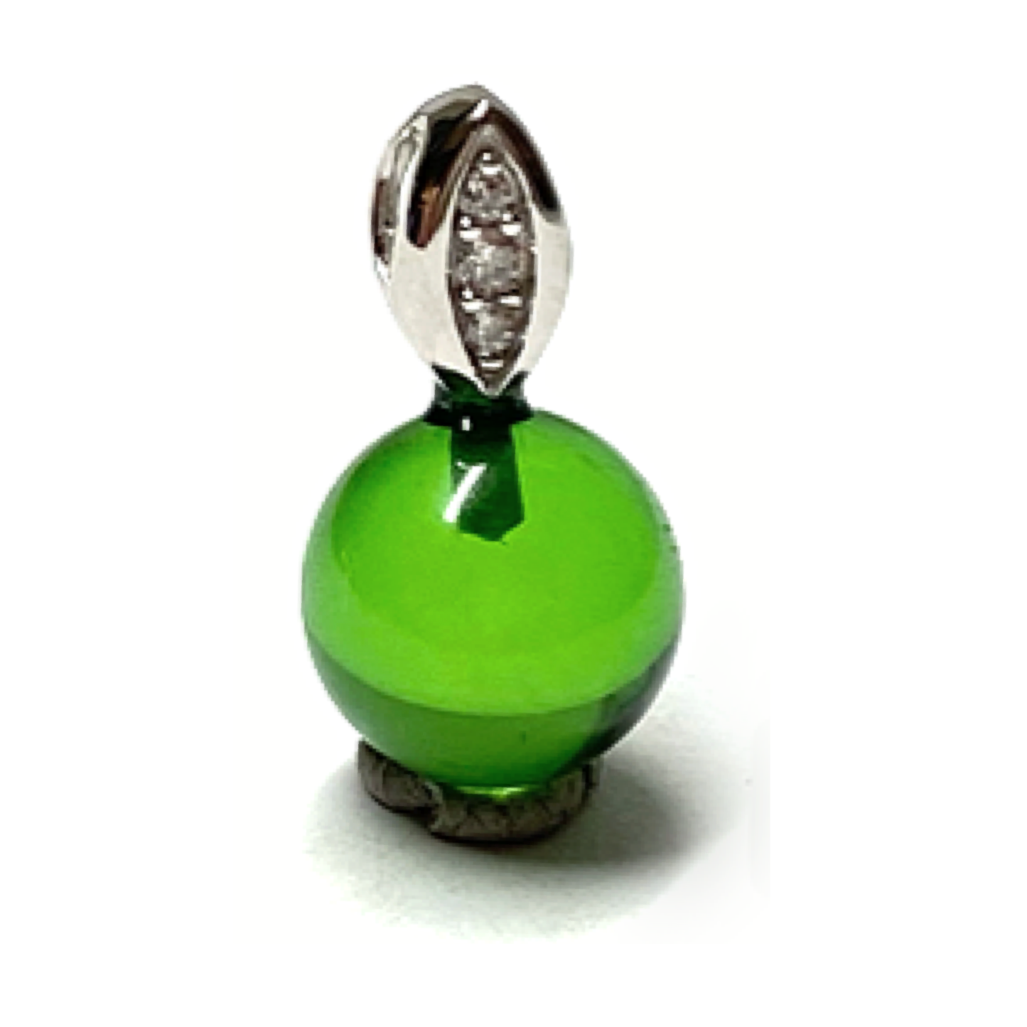 Silberanhänger 925/- rhodiniert karibischer Bernstein grün Kugel 8mm + Zirkonia Kettenanhänger