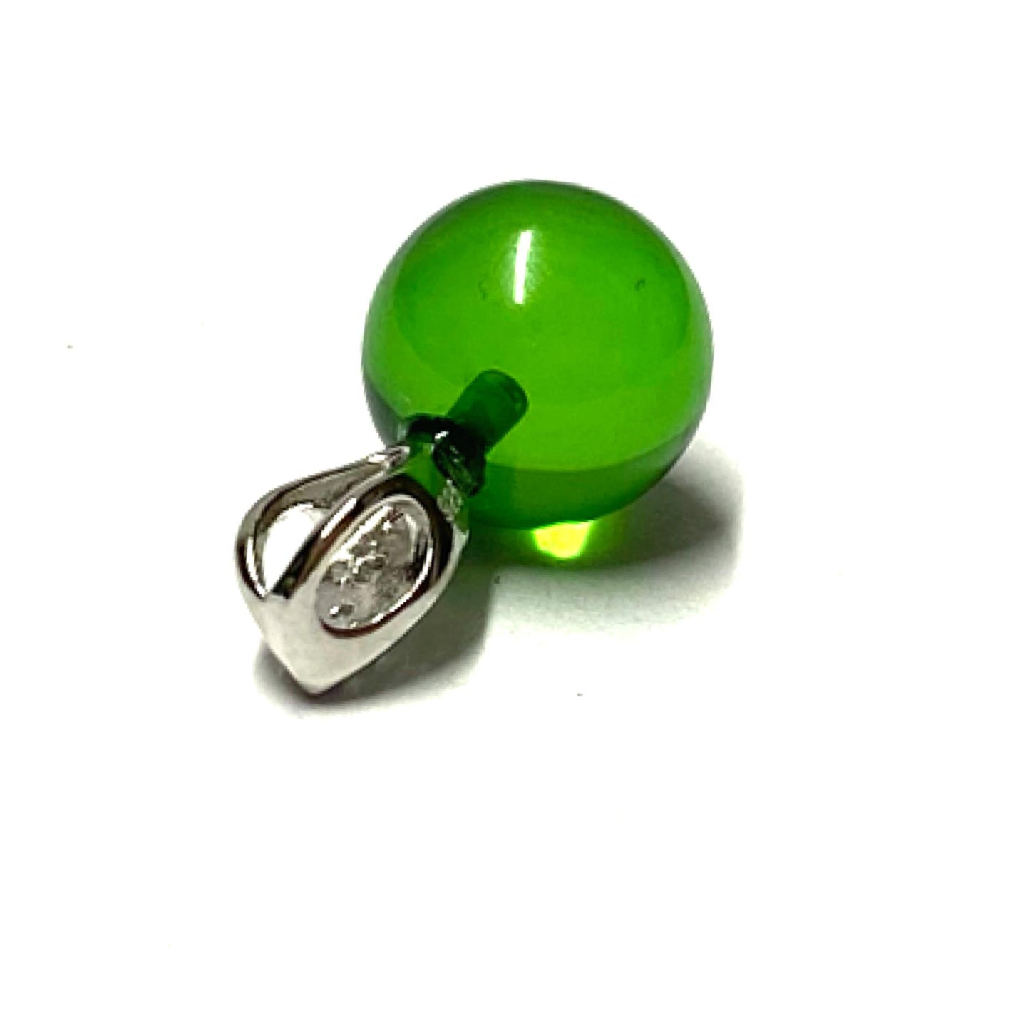 Silberanhänger 925/- rhodiniert karibischer Bernstein grün Kugel 8mm + Zirkonia Kettenanhänger