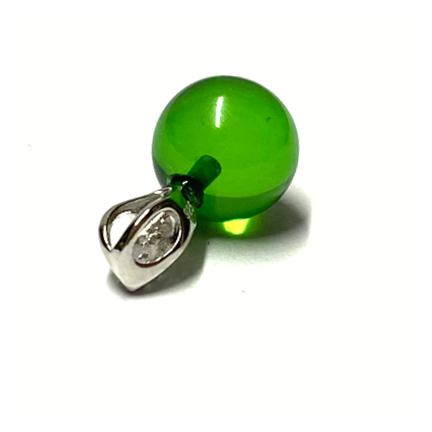 Silberanhänger 925/- rhodiniert karibischer Bernstein grün Kugel 8mm + Zirkonia Kettenanhänger